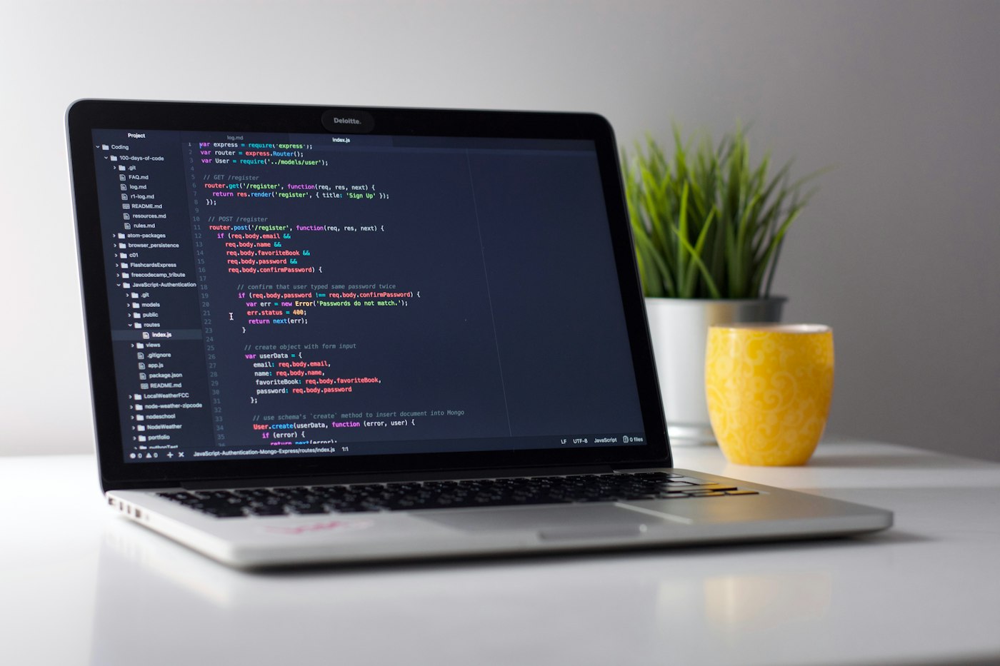 Code displayed on a laptop screen